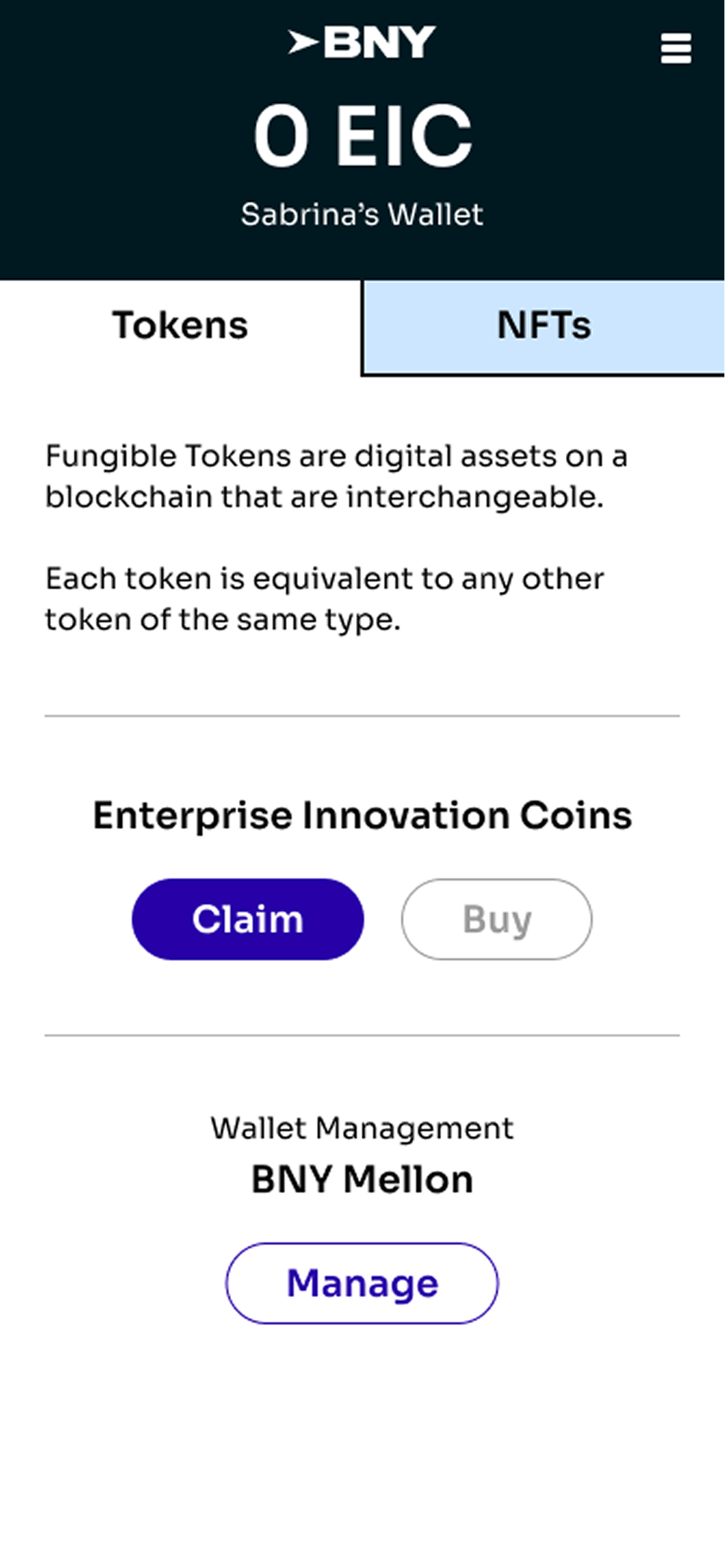 Mobile screen 4 of BNY Mellon NFT minting experience