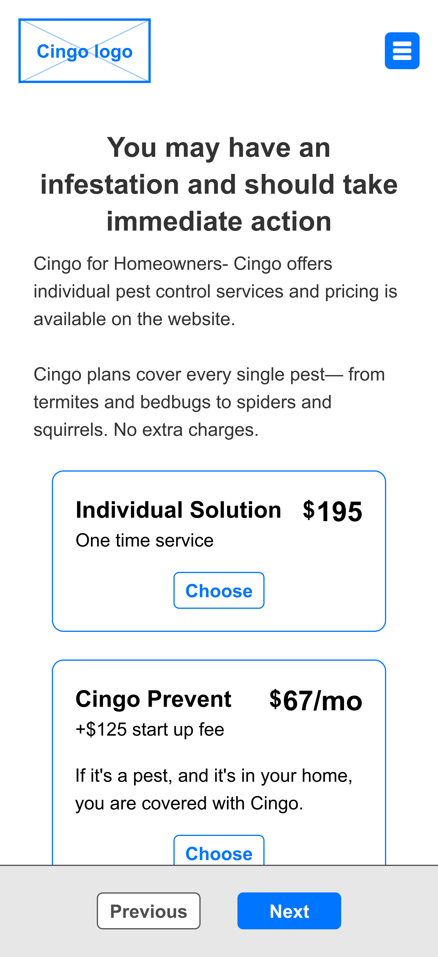 Mobile screen 3 of Cingo's Crisis Experience experience