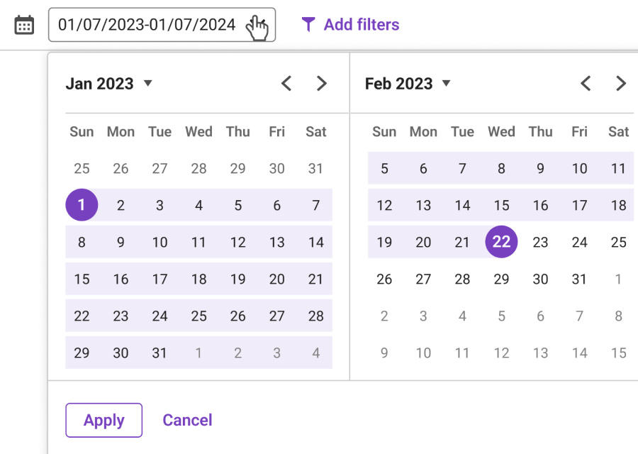 DoubleVerify platform — date picker and calendar component