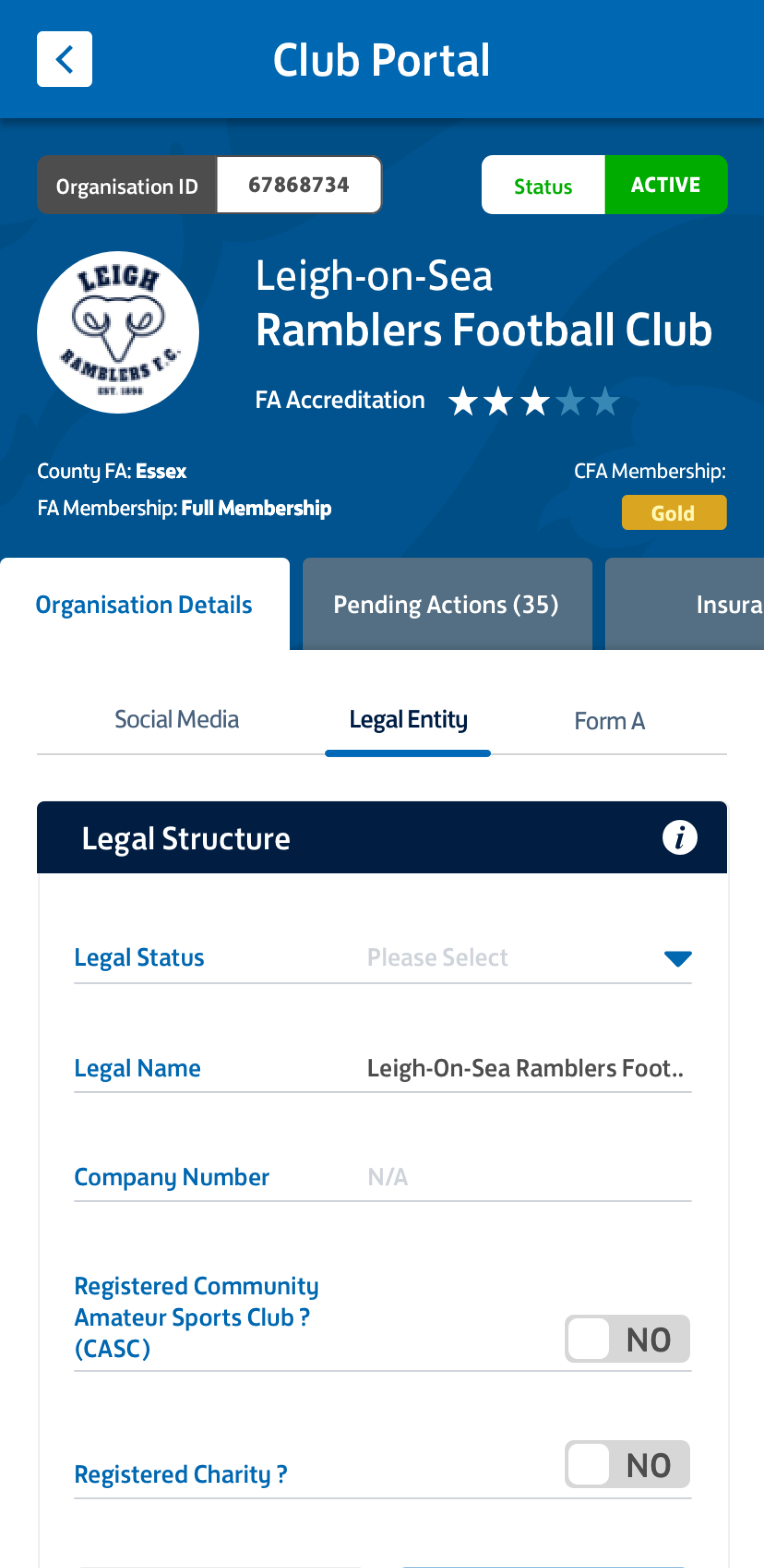 Mobile screen 1 of The FA experience